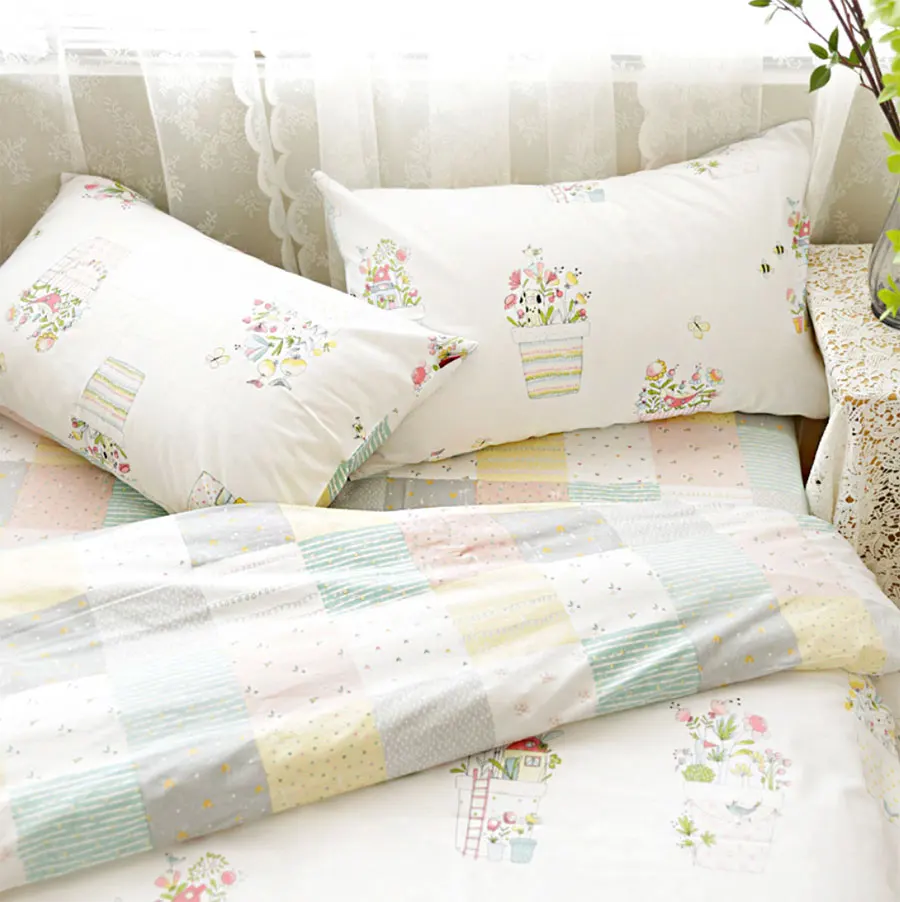 Cute pastoral floral bedding set adult teen child girl,cotton twin full queen home textile bed sheet pillow case duvet cover