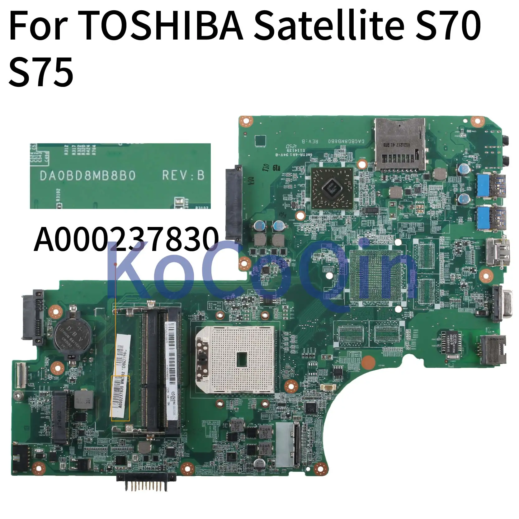 Placa-mãe do Portátil para Toshiba Kocoqin Satellite L75 Mainboard A000237830 Da0bd8mb8b0 S70 S75 L70 - Imagem 2