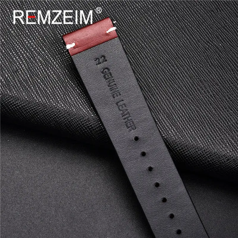 Artisan Oil Wax Leather Watchband in Blue, Red, and Brown - Premium Replacement Strap