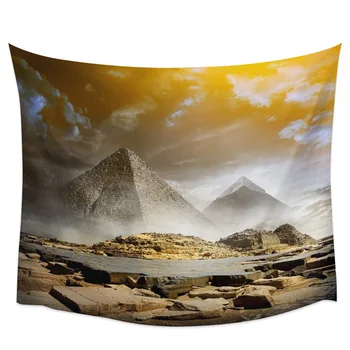 

Egypt Pyramid Smog Wall Tapestry Cover Beach Towel Picnic Yoga Mat Home Decoration