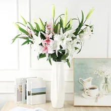 Sztuczne jedwabne kwiaty fałszywe lilia oddział 78cm długi DIY kreatywny bukiet urodziny dzień matki prezent walentynki dekoracja wielkanocna