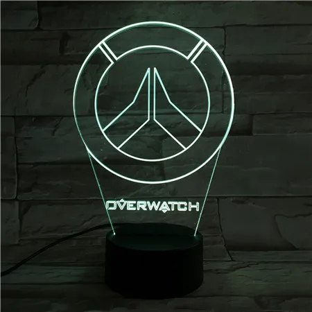

Overwatch Logo 3D Lamp Battery Operated Colorful with Remote for Festival Gift Led Night Light Lamp for Child 2019 Hot Selling