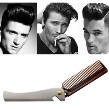 

1Pc Hot Sale Stainless Steel Folding Comb For Men Anti Static Mustache Comb Wholesale Hairdressing Styling Beard Comb