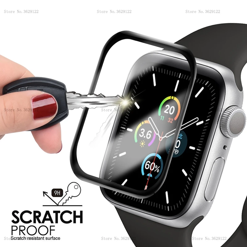 3D экран из закаленного стекла для Apple Watch 40 мм 44 мм 9H изогнутый Полноэкранный протектор для i Watch Series 5 защита стекла Flim