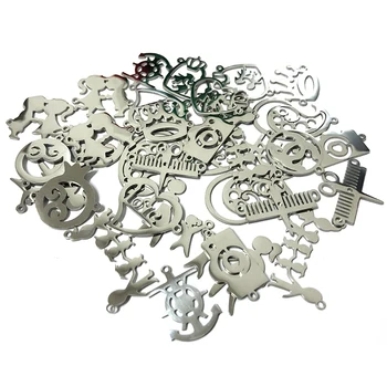

50 Pcs/lot Stainless Steel Heart Crown Camera Plant Anchor Pendants for DIY Bracelet Necklace Jewelry Making Findings Wholesale