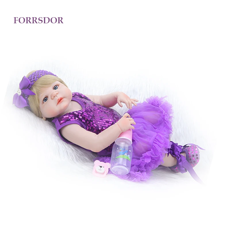 

22 Inch Reborn Baby Doll Lifelike Full Silicone Vinyl Girl Body Babies That Look Real Kids Birthday Christmas Gift