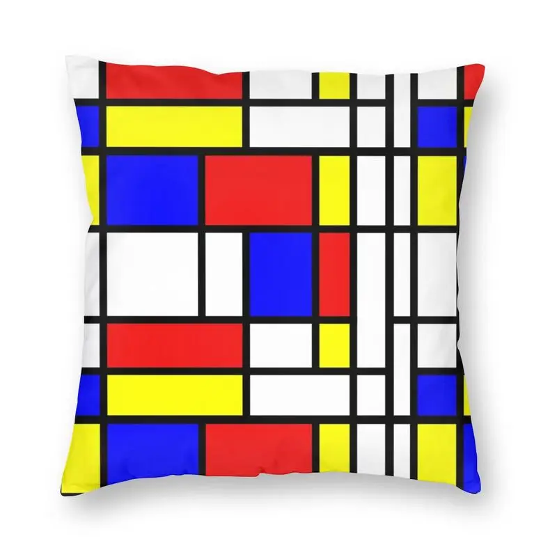 Color Art Retro Mondrian Square Pillow Case Home Decor Piet Abstract Art Plaid Cuscini Cuscino Da Tiro Per Soggiorno