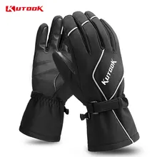 KUTOOK, зимние лыжные перчатки, защитные из искусственной кожи для мужчин и женщин, теплые водонепроницаемые перчатки для сноуборда, сенсорного экрана, зимние лыжные перчатки