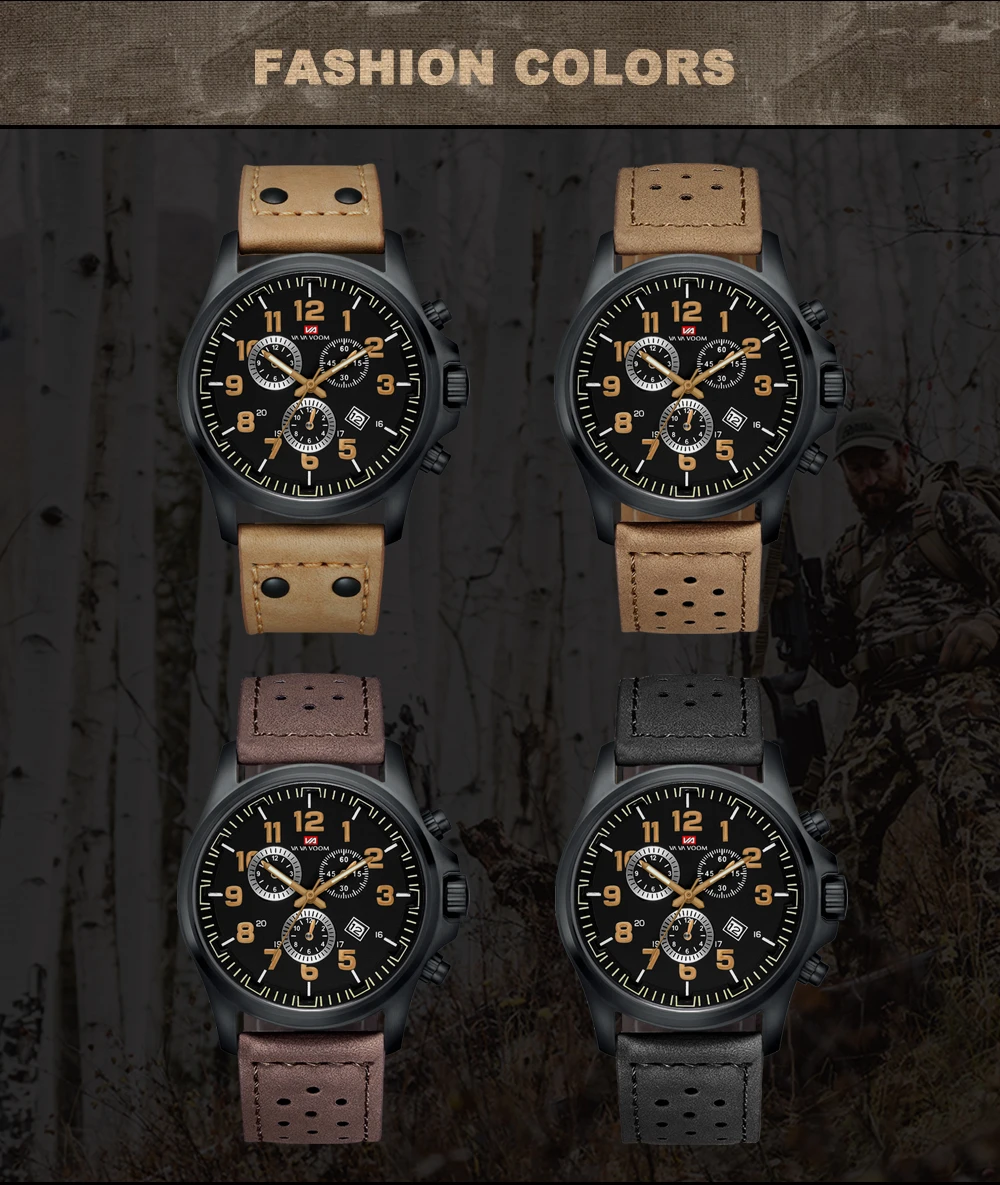 VAVAVOOM Military Outdoor Field Sports Explosion Models Military Watch Quartz Watch Calendar Waterproof Belt Men's Watch VAVAVOOM Military Outdoor Field Sports Explosion Models Military Watch Quartz Watch Calendar Waterproof Belt Men's Watch