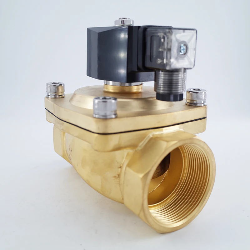 GOGO 2 way Пневматический латунный 2-дюймовый Соленоидный клапан с нулевым давлением старт ac220в отверстие 50 мм нормальный закрытый PU-50 с вилкой