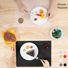 Set de 4 sets de Table en Silicone gris pour enfants, thermo-isolant, antidérapant, lavable, Durable et imperméable