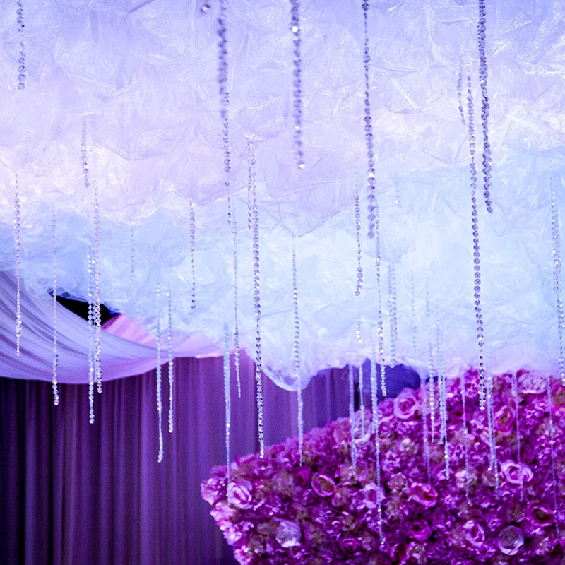 Customized Wedding Stage Ceiling Decoration S-shaped Wave Design Genting  Yarn Mantle Hanging Ornament For Party