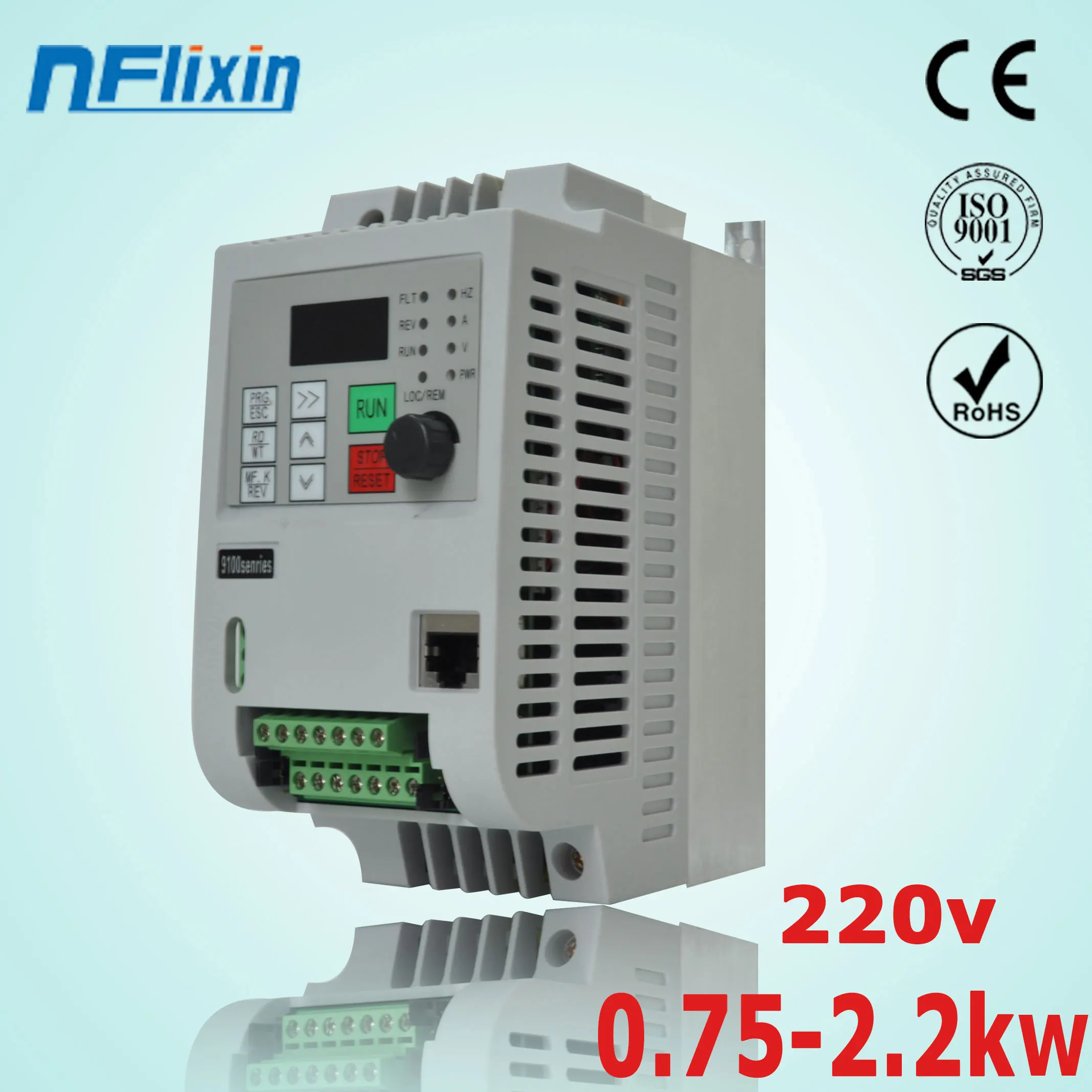 220V Variable Frequency Drive VFD Speed Controller for Single-phase 1.5kW Motor 