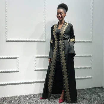 

Black Abaya Kimono Cardigan Turkish Hijab Muslim Dress Women African Saudi Kaftan Dubai Caftan Qatar Omani Islamic Clothing