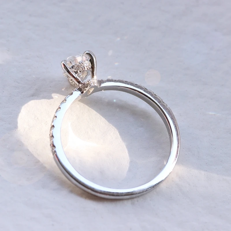 Стерлинговое Серебро 10 к 14 к 0.4ct 4*6 мм капли воды Moissanite кольцо DEF цвет VVS1 обручальное кольцо для женщин