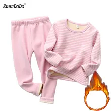 Теплое детское термобелье зимние пижамные комплекты для мальчиков теплая Пижама для мальчиков, плотная одежда для сна для девочек от 2 до 10 лет