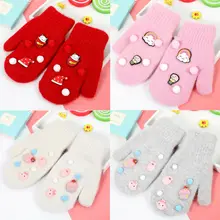 Милые зимние детские перчатки для маленьких мальчиков и девочек с милым мультяшным принтом, рождественские Мягкие вязаные варежки, теплые перчатки, детские школьные варежки