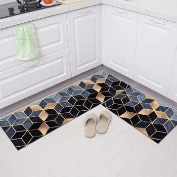 Geometry Waterproof Oilproof Kitchen Mat Antislip Bath Mat Soft Bedroom Floor Mat Living Room Carpet Doormat Kitchen Rug 1