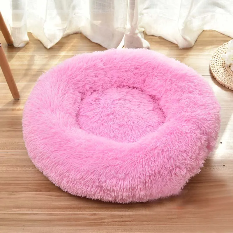 pink Зимний матрас для собачьей лежанки, длинный плюшевый теплый спальный матрас для маленьких средних собак, кошек, Конура из искусственного меха, гнездо для домашних животных - Цвет: pink