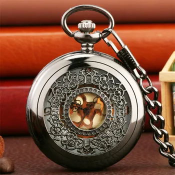 

Vintage Quartz Pocket Watch Clip Pocket Chain Pendant Clock Gifts with Gift Box