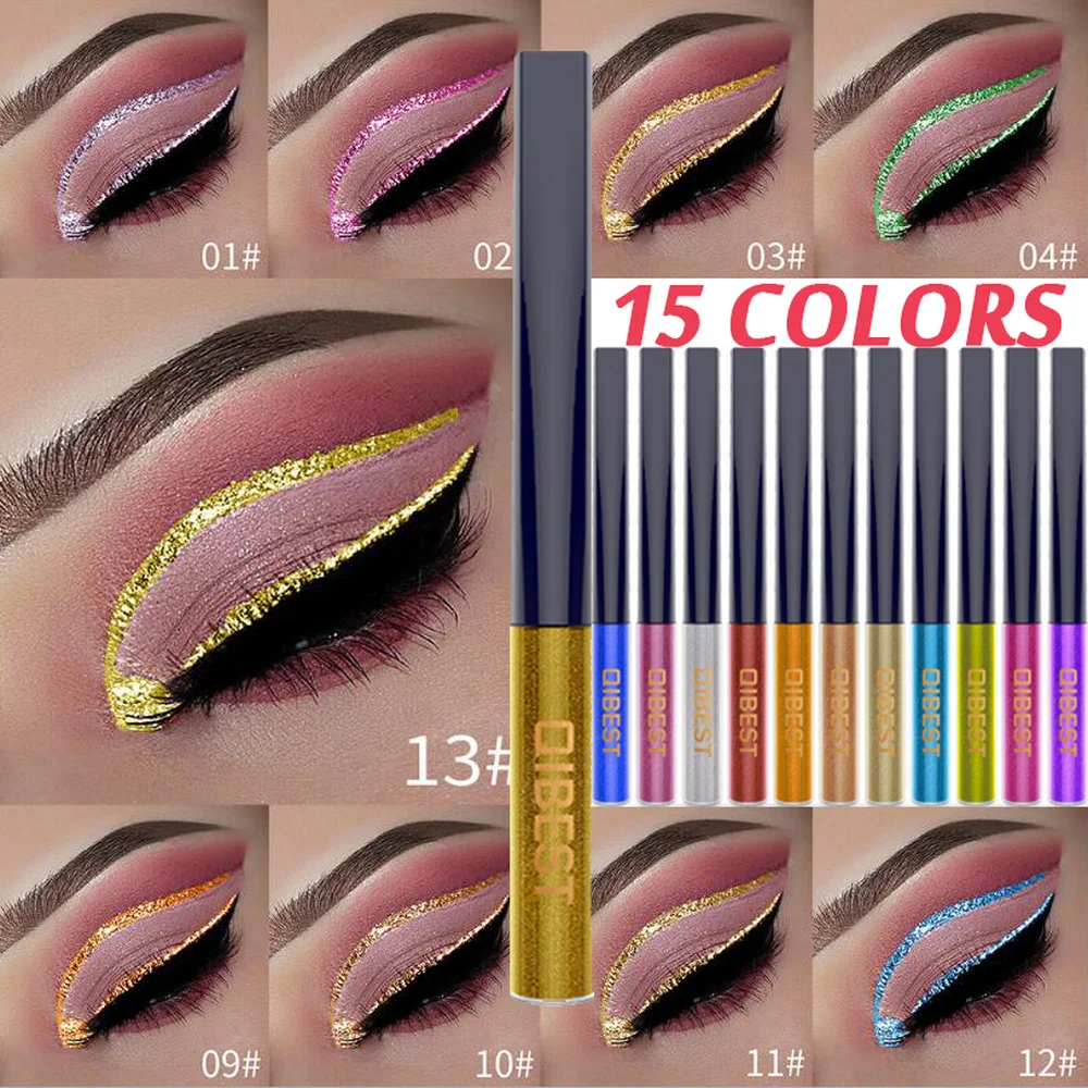 Золотой серебряный блеск подводка для глаз пигмент водостойкий макияж для глаз Цветная жидкая подводка для глаз Длительное мерцание жидкая подводка для глаз Металл