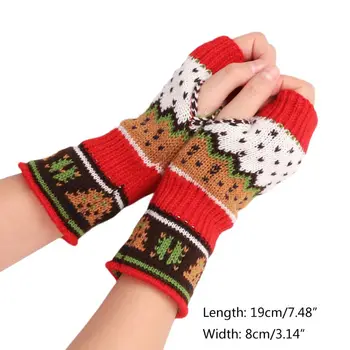 

Christmas Tree Pattern Gloves Winter New Women Girls Knitted Half Finger Mittens Hot New