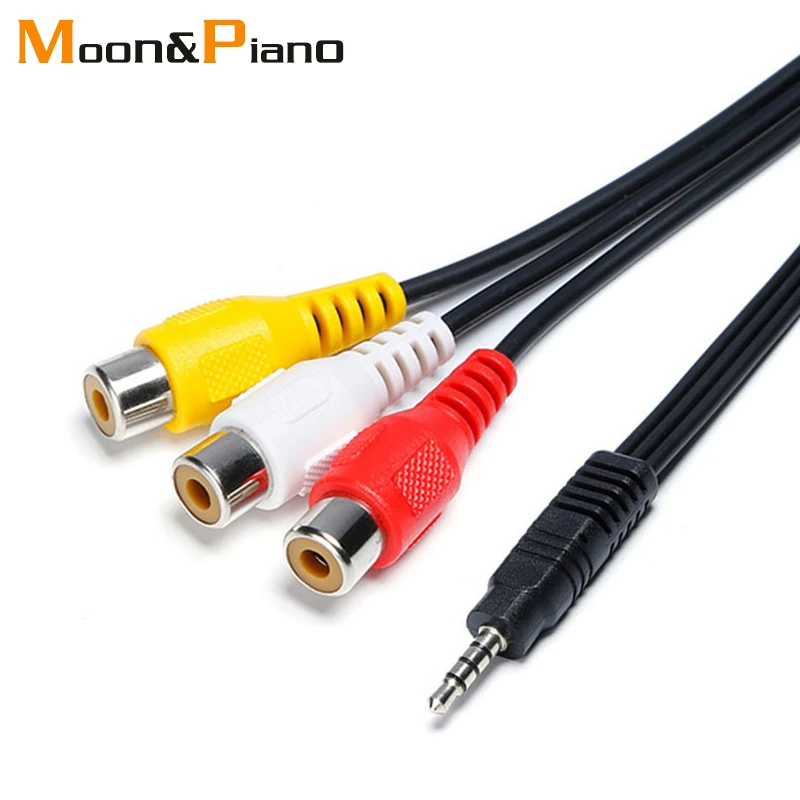 Cable de vídeo de 3,5mm a 3,5mm RCA videocámara de 3,5mm a 3 Rca TV Box, altavoz, proyector, Audio estéreo y vídeo| - AliExpress
