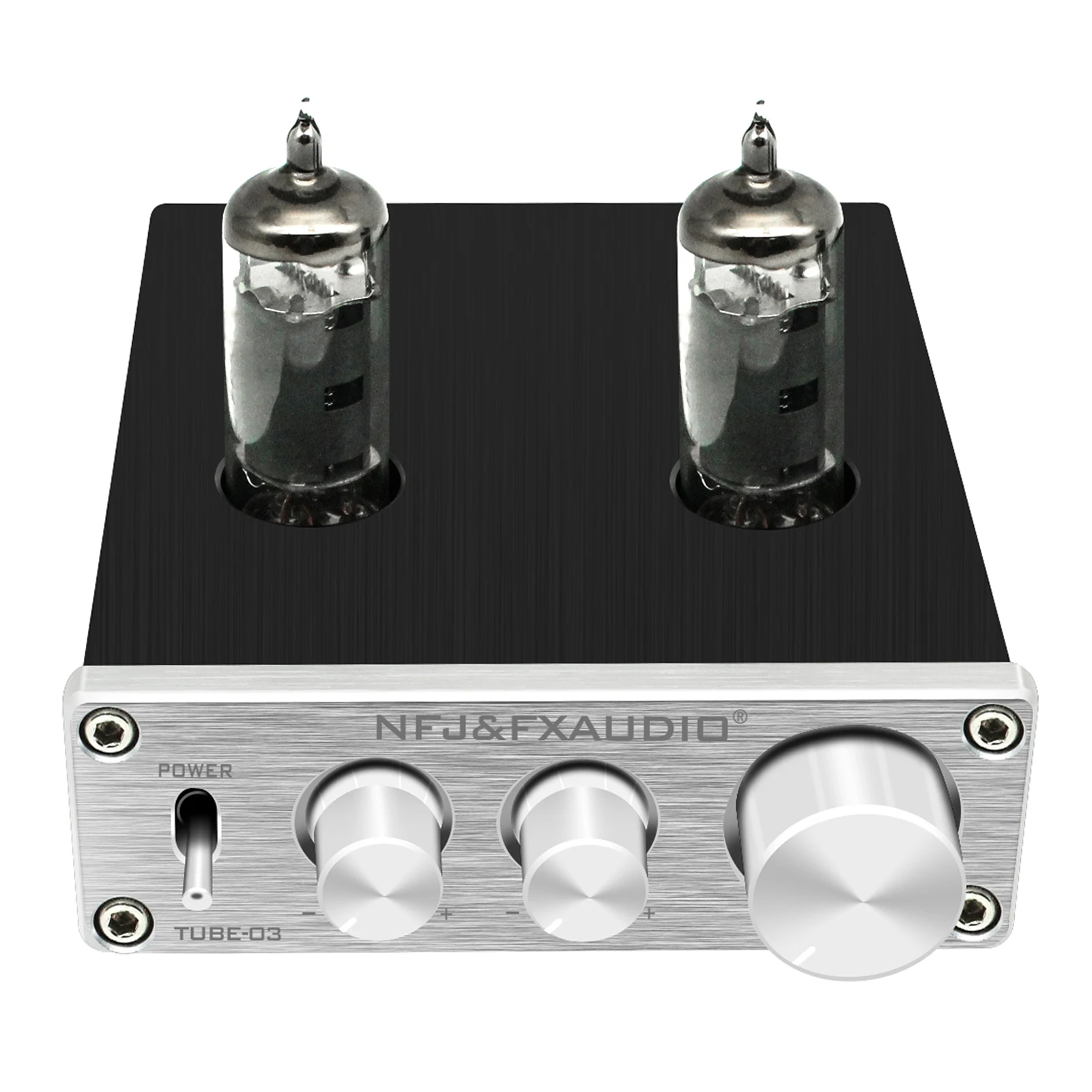 FX-AUDIO TUBE-03 HiFi Audio Preamplifier 6K4 Vacuum Tube Amplifier Buffer Treble Bass Adjustment RCA Preamp for PC Phones DVD 5 channel amp