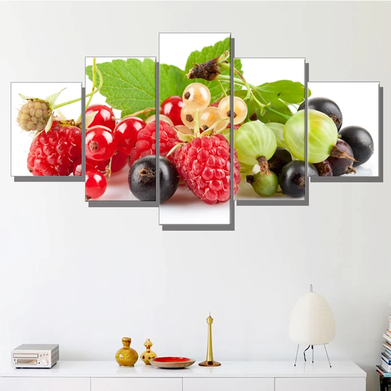 Canvas Prints Fashion Pictures For Living Room Fruit Oil Painting 5 Pieces/Pcs Wall Art Modular Modern Kitchen Decoration canvas anime hololive uruha rushia pictures home manga decoration paintings poster hd prints wall art modular living room