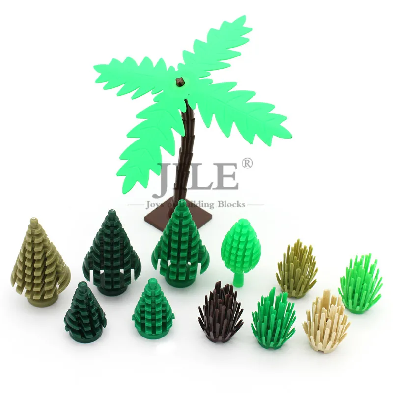

Moc Building Blocks City Street Military View Plant DIY Garden Grass Christmas Coconut Tree Bricks Toys for Children