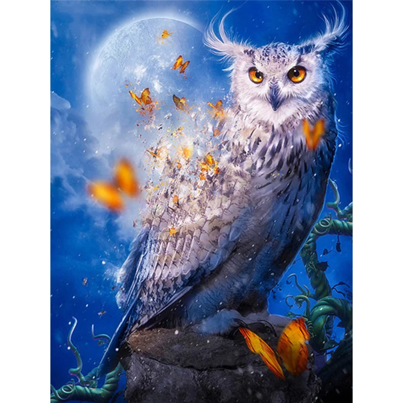 5D Diamond Painting Animal Pattern Full Round Mosaic &quotMidnight Owl&quot Rhinestone Picture Embroidery Sale Home Decor | Дом и сад