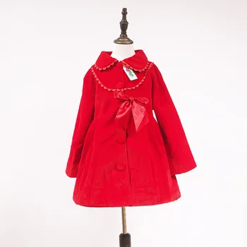 

Children's clothing Korean winter girl solid color coat coat lace
