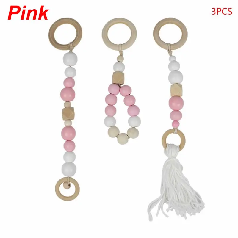 Pink 3 шт./компл. детские деревянные цепи жевательные браслет для мобильного деревянный Прорезыватель для зубов в форме листьев игрушка-погремушка могут, BPA бесплатно ребенка при прорезывании зубов подарки - Цвет: Pink