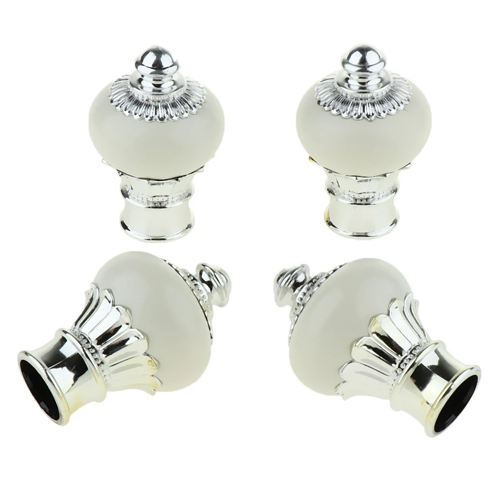 4Pcs Pack Curtain Pole Ends Decorative Curtain Rod Finals Window Drapery Curtain Rod End Caps Dia. 28mm