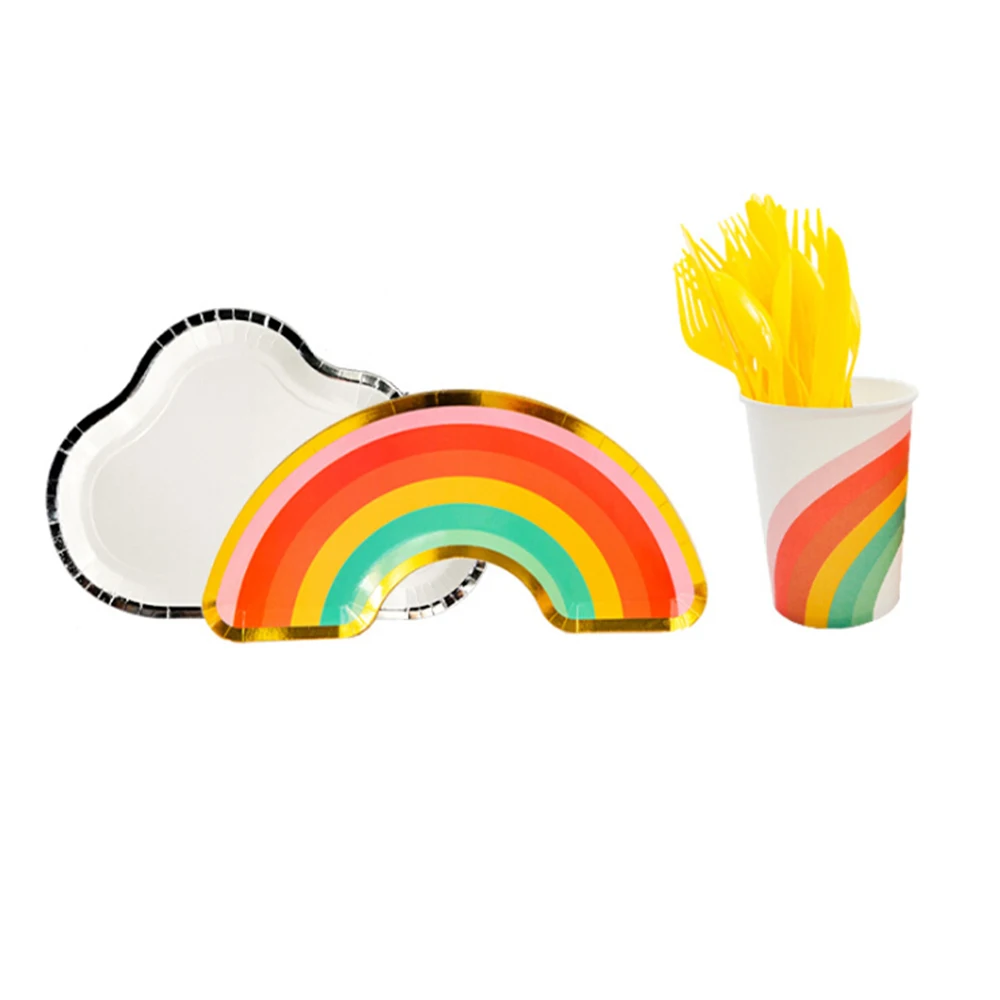 

8pcs/set Birthday Party Disposable Tableware Kit Including Disposable Paper Plates Cups Spoons For Halloween Party Supplies