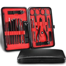 В моде 18 шт. маникюрный набор из нержавеющей стали для педикюра и педикюра ножницы для ногтей серповидный толчок для сухой кожи уход за красотой ногтей инструмент