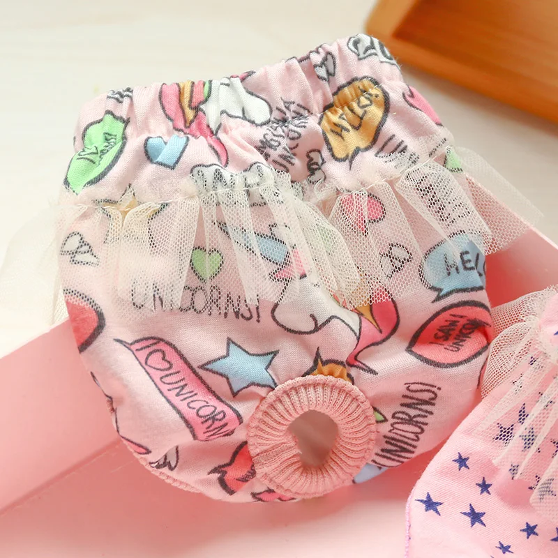Dog Nappies Dog Diapers Pet Diapers Princess Panties For Dogs Pink Cute Cotton Pet Pants Female Girl Cat Undearwear Diaper Pants Physiological Sanitary Accessories