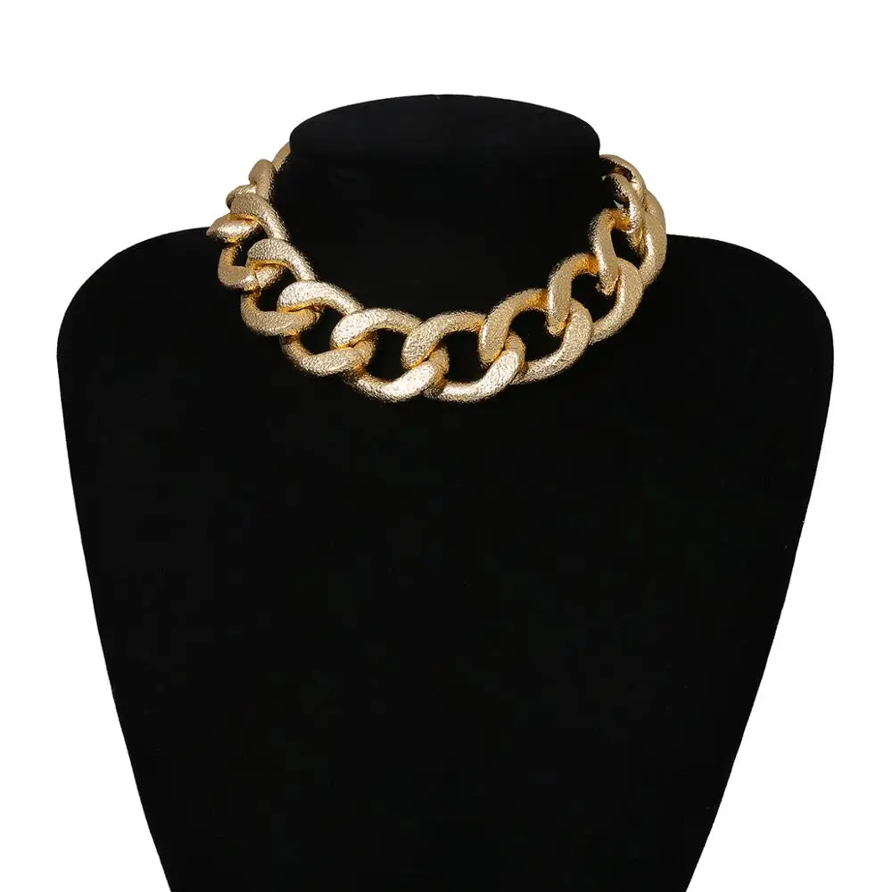 SHIXIN Punk Exaggerated Heavy Metal Big Thick Chain Choker Necklace ...