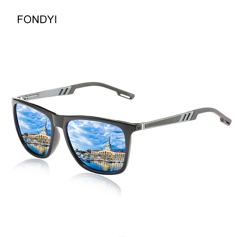 FONDYI Decent Gentlemen Square Metal Sunglasses Polarized Men High End