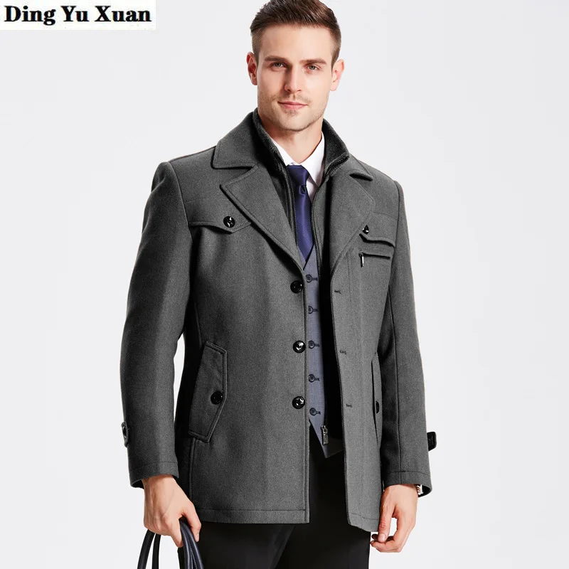 

Mens Khaki Grey Burgundy Wool Blend Trench Coat Men Autumn Winter Long Coat Business Casual Overcoat Casual Thick Hommes Veste