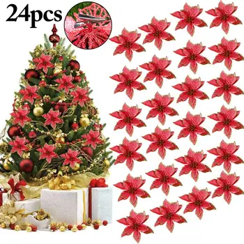 

24pcs 20cm Flannel Large Artificial Rose Flower Heads For Home Wedding Decoration Scrapbooking DIY Christmas Tree Silk Flowers