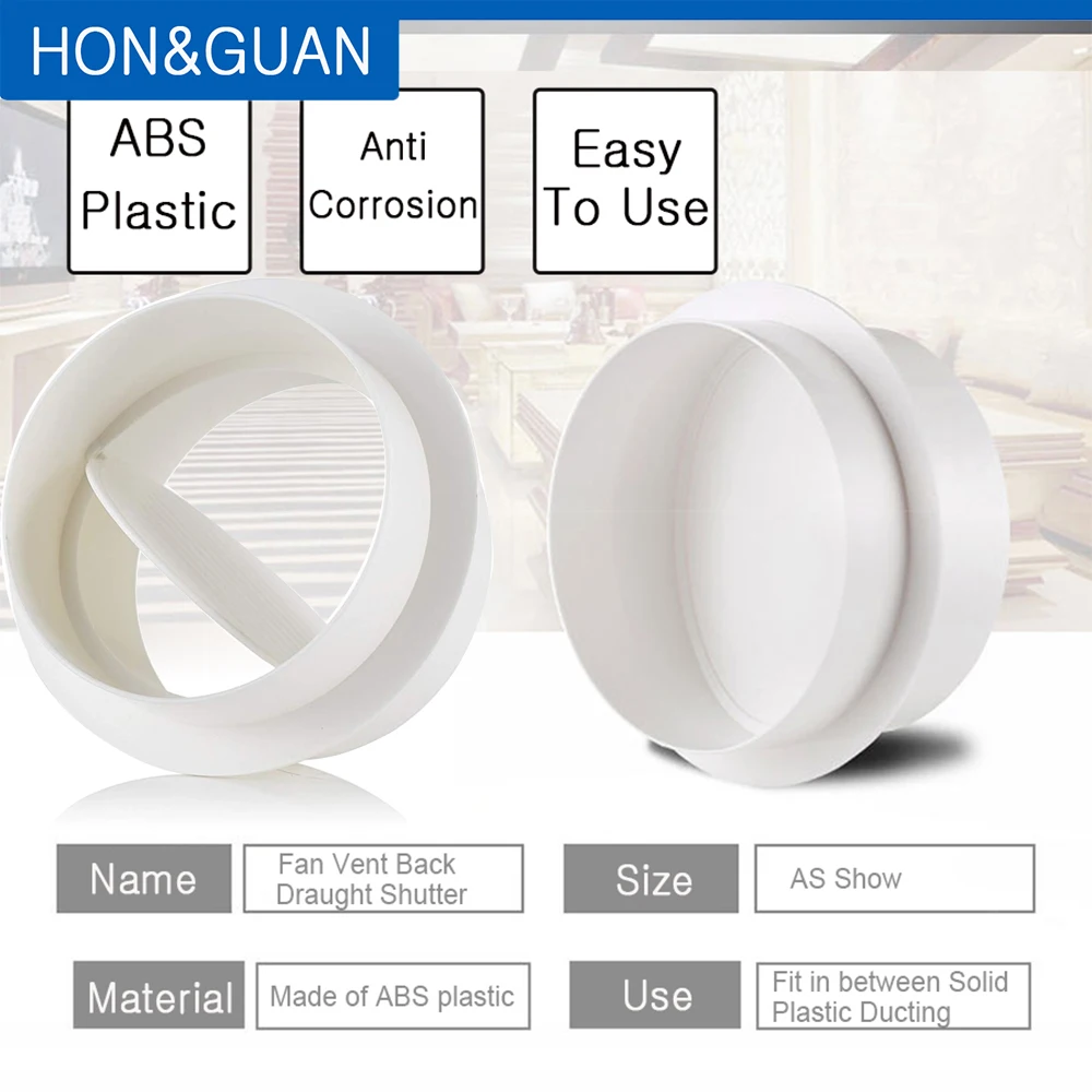 48PlasticRoundDraftBlockerBackdraftDamperforInlineExtractor