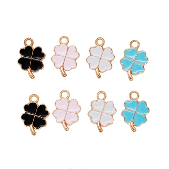 

50pcs/lot Enamel Charms lucky four leaf clovers Shape Jewelry Making pendant fit DIY Handmade Jewelry 11.5*18mm Free Shipping