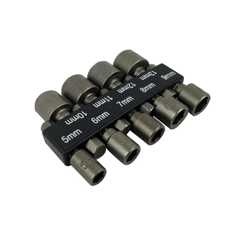 

9-piece Hex Socket Strong Socket Extension Block Glue-5-13 Size Air Nutsette Wrench Set Screw Driver