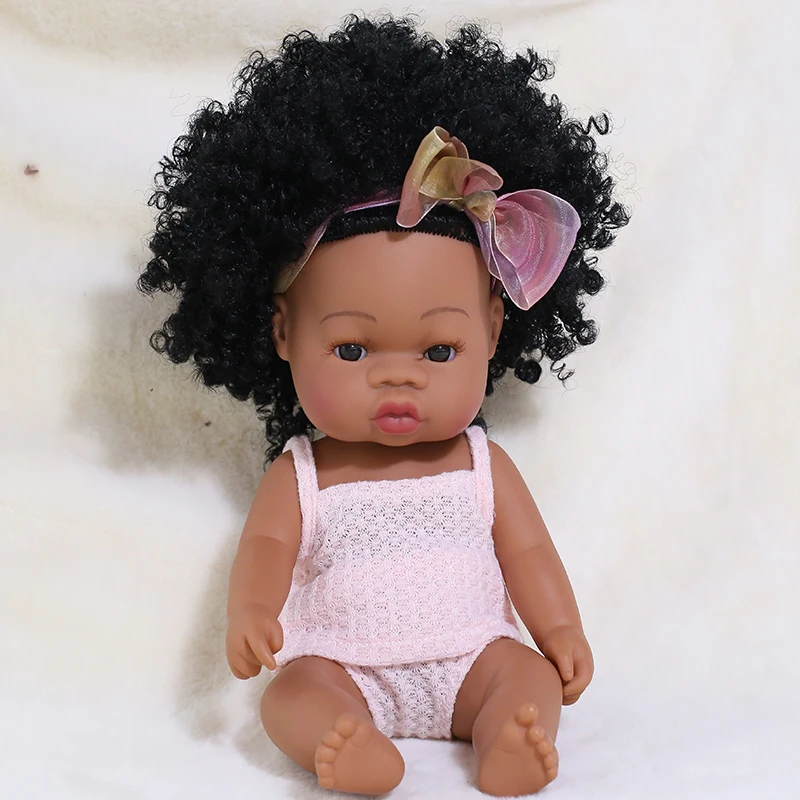 35CM American Reborn Black Baby Doll Bath Play Full Silicone Vinyl Baby Dolls Lifelike Newborn Baby Doll Toy Girl Christmas Gift 24