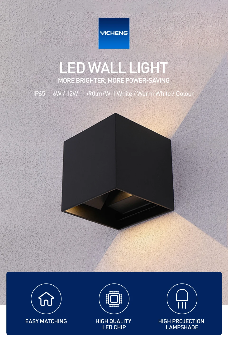 Adjustable Angle LED Wall Lamp 6W 12W Aluminium Square Waterproof IP65 Outdoor Wall Lights Indoor For Bedside Room Bedroom Decor glass wall lights