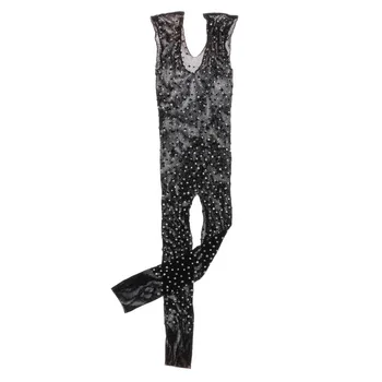 

Men Gay Sexy Bodystocking Rhinestones Fishnet Jumpsuit Pantyhose