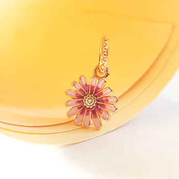 

Charms&Bracelet 925 Sterling Silver Dripping Oil Flowers Chrysanthemum DIY Jewelry Fit Original Pandora Suitable For Bracelets