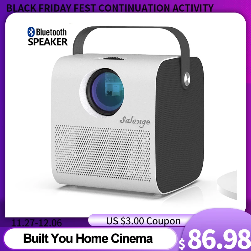 

Salange P52 Mini Projector, Native 1280*720P 3000 Lumens Projetor, Support Full HD 1080P LED Proyector , 3D Beamer Home Theater