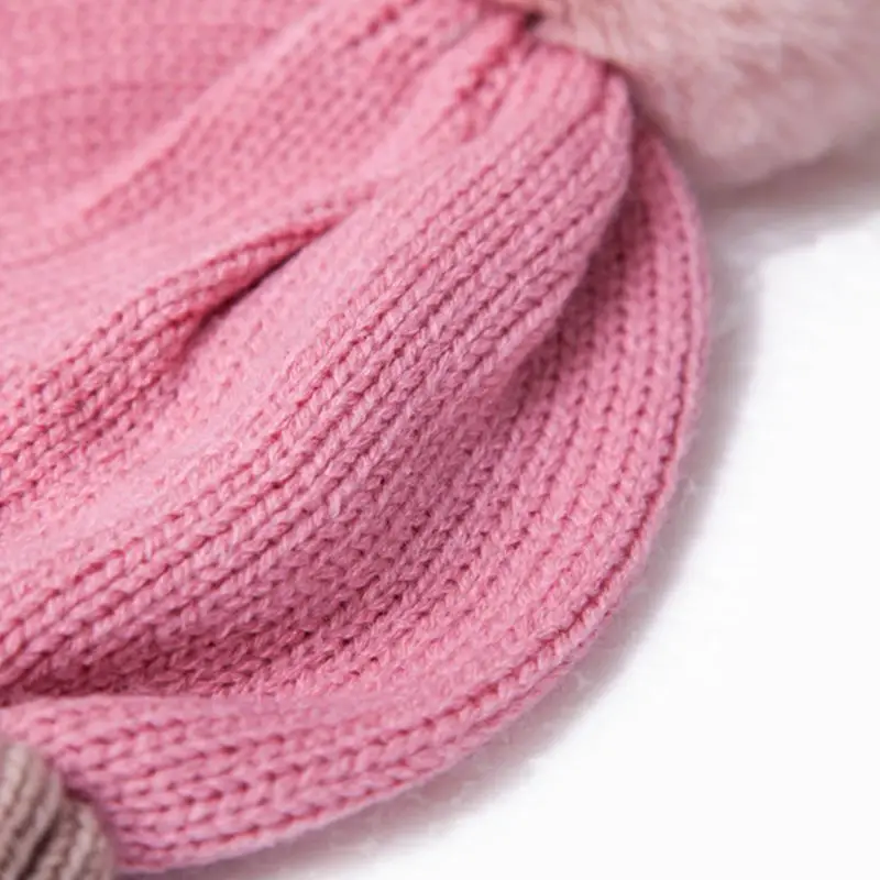 Детская Зимняя Шапка-бини контрастного цвета с помпоном для малышей, комплект с шарфом-бесконечностью для мальчиков и девочек, уличная